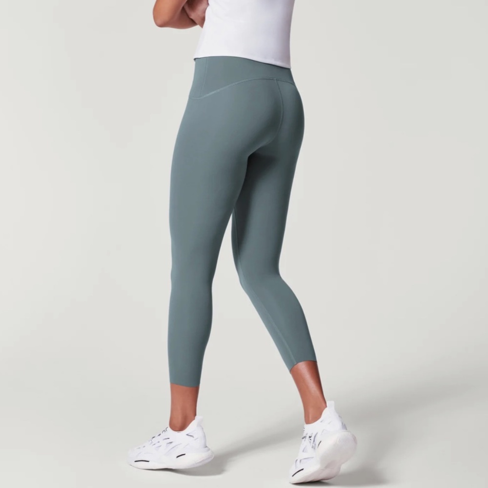Spanx booty boost active workout leggings small blue grey